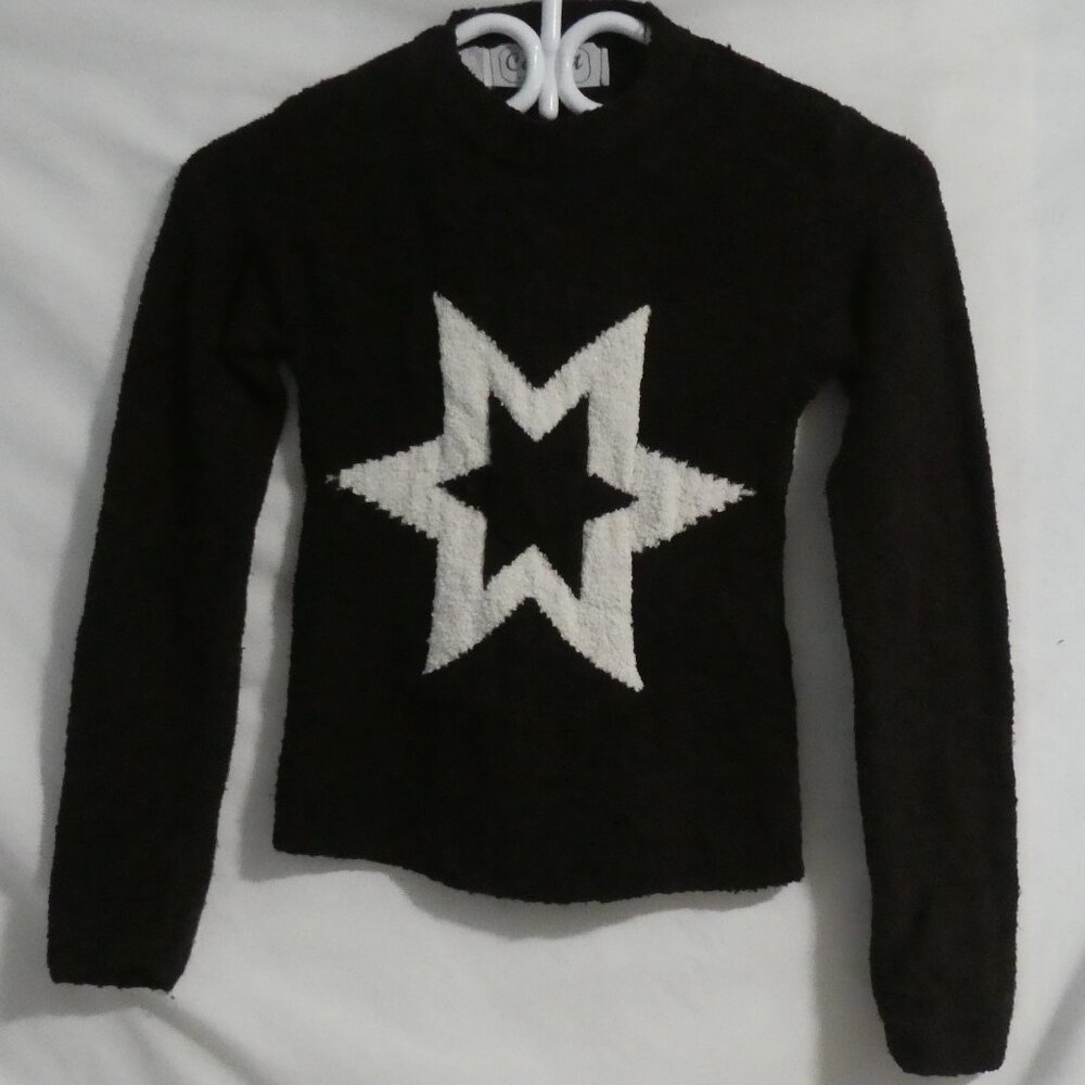 CONCEPT - Made In England | large, girls | Stretchy Textured Brown Star Sweater